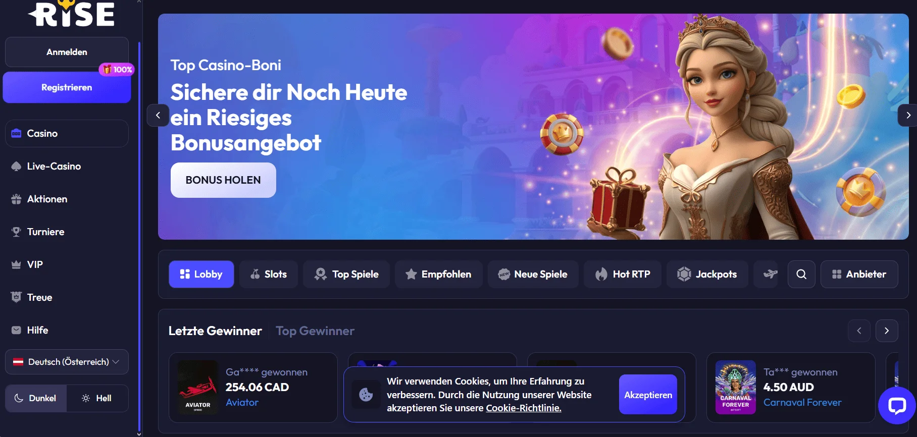 So registrieren Sie sich bei Spinrise Casino